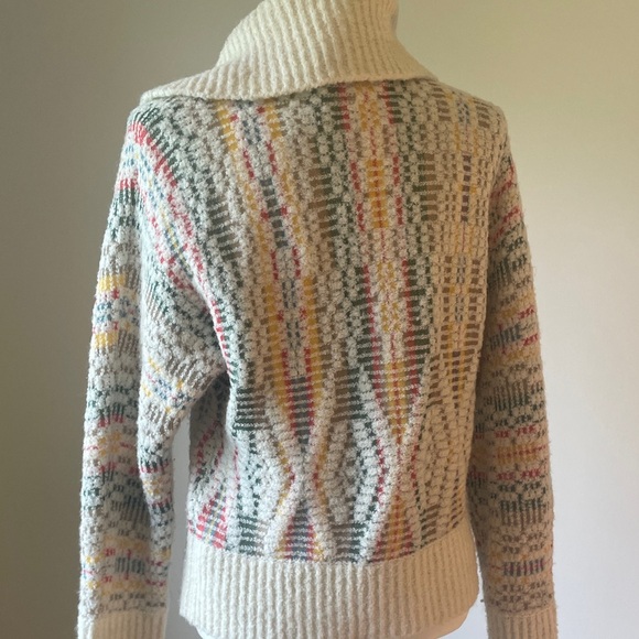 Anthropologie Cream Multicolor Cowl Neck Sweater - Picture 6 of 7